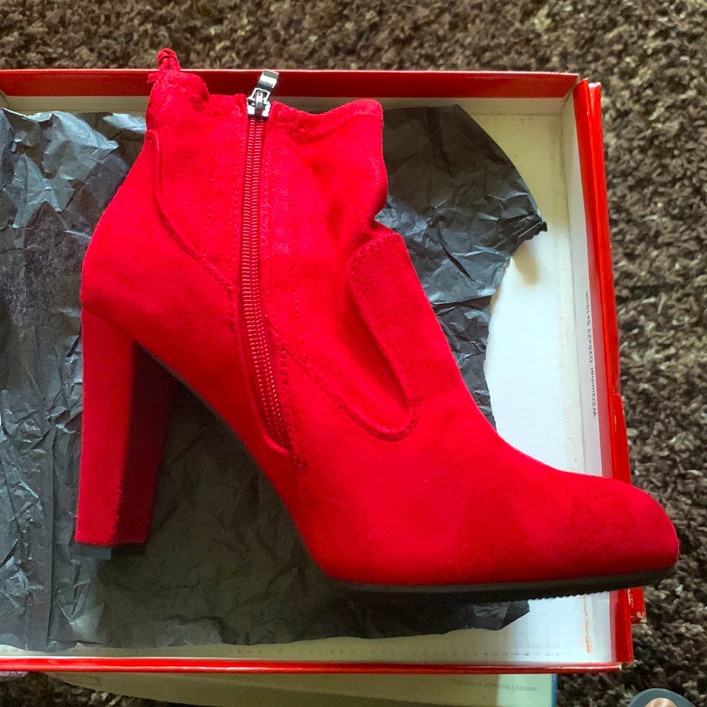 Red Swede ankle bootie